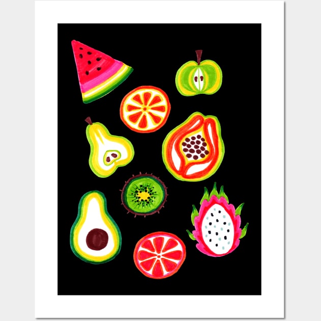 Colorful Fruit Slice Marker Pattern Wall Art by IvyLilyArt